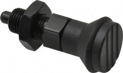 Gibraltar - M10x1, 15mm Thread Length, 5mm Plunger Diam, Knob Handle Indexing Plunger - Plunger Style B, 17mm Body Length, 47mm OAL, Steel - USA Tool & Supply