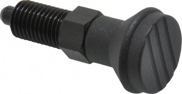 Gibraltar - M12x1.5, 17mm Thread Length, 6mm Plunger Diam, Knob Handle Indexing Plunger - Plunger Style A, 20mm Body Length, 56mm OAL, Steel - USA Tool & Supply