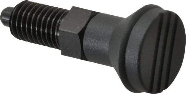 Gibraltar - 5/8-11, 23mm Thread Length, 8mm Plunger Diam, Knob Handle Indexing Plunger - Plunger Style A, 26mm Body Length, 74mm OAL, Steel - USA Tool & Supply
