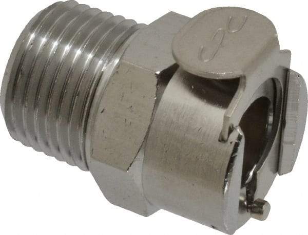 CPC Colder Products - 3/8 NPT Brass, Quick Disconnect, Valved Coupling Body - 250 Max psi, -40 to 180°F, 1.14" OAL x 0.89" Overall Height, Chrome Plated - USA Tool & Supply