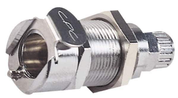 CPC Colder Products - PTF Brass, Quick Disconnect, Valved Panel Mount Coupling Body - 250 Max psi, -40 to 180°F, 1.87" OAL x 0.89" Overall Height, Chrome Plated - USA Tool & Supply