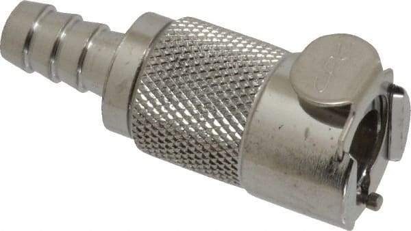 CPC Colder Products - 5/16" Inside Tube Diam, Brass, Quick Disconnect, Hose Barb Valved Inline Coupling Body - -40 to 180°F, 2" OAL x 0.89" Overall Height, Chrome Plated - USA Tool & Supply