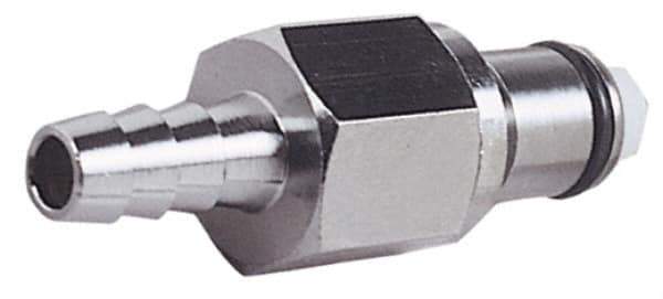 CPC Colder Products - 3/8" Inside Tube Diam, Brass, Quick Disconnect, Hose Barb Valved Inline Coupling Insert - 250 Max psi, -40 to 180°F, 1.87" OAL x 0.65" Overall Height, Chrome Plated - USA Tool & Supply