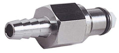 CPC Colder Products - 3/8" Inside Tube Diam, Brass, Quick Disconnect, Hose Barb Valved Inline Coupling Insert - 250 Max psi, -40 to 180°F, 1.87" OAL x 0.65" Overall Height, Chrome Plated - USA Tool & Supply