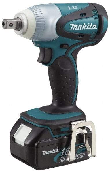 Makita - 1/2" Drive 18 Volt Pistol Grip Cordless Impact Wrench & Ratchet - 2,100 RPM, 170 Ft/Lb Torque, 2 Lithium-Ion Batteries Included - USA Tool & Supply