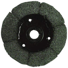 Osborn - 9" 120 Grit Silicon Carbide Crimped Disc Brush - Fine Grade, Plain Hole Connector, 1-1/2" Trim Length, 3/4" Shank Diam, 7/8" Arbor Hole - USA Tool & Supply