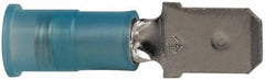 3M - 16 to 14 AWG, Nylon, Partially Insulated, Male Wire Disconnect - 1/4 Inch Wide Tab, Blue, RoHS 2011/65/EU Compliant - USA Tool & Supply
