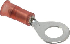 3M - 22-18 AWG Partially Insulated Crimp Connection Circular Ring Terminal - 1/4" Stud, Copper Contact - USA Tool & Supply