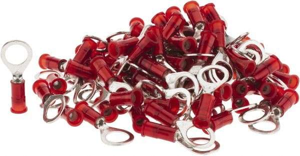 3M - 22-18 AWG Partially Insulated Crimp Connection Circular Ring Terminal - 5/16" Stud, Copper Contact - USA Tool & Supply