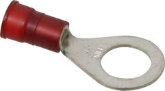 3M - 8 AWG Partially Insulated Crimp Connection Circular Ring Terminal - 1/2" Stud, Copper Contact - USA Tool & Supply