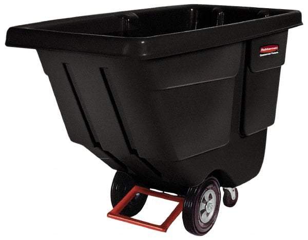 Rubbermaid - 850 Lb Load Capacity, 1 Cu Yd, Polyethylene Tilt Truck - 33-1/2" Wide x 72-1/4" Long x 43-3/4" High, Black - USA Tool & Supply