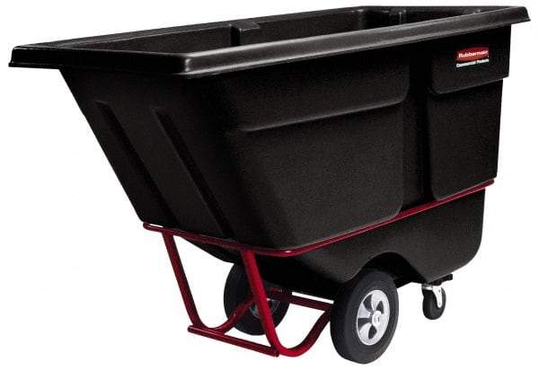 Rubbermaid - 2,100 Lb Load Capacity, 1 Cu Yd, Polyethylene Tilt Truck - 33-1/2" Wide x 72-1/4" Long x 43-3/4" High, Black - USA Tool & Supply