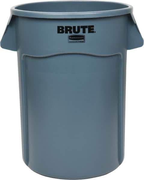 Rubbermaid - 44 Gal Gray Round Trash Can - Polyethylene, 31-1/2" High - USA Tool & Supply