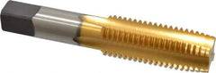 Kennametal - 1-8 UNC 3B 4 Flute TiN Finish High Speed Steel Straight Flute Standard Hand Tap - Plug, Right Hand Thread, 5-1/8" OAL, 2-1/2" Thread Length, H4 Limit, Oversize - USA Tool & Supply