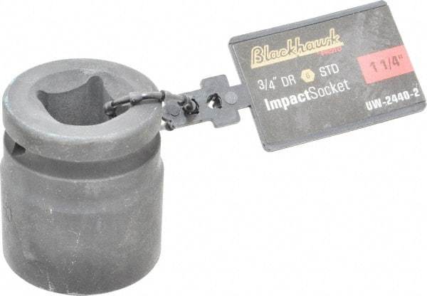 Blackhawk by Proto - 3/4" Drive 1-1/4" Standard Impact Socket - 6 Points, 2-13/64" OAL - USA Tool & Supply