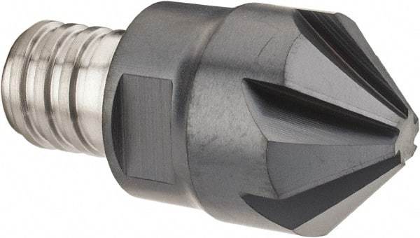 Iscar - MM ECF Grade IC908 Carbide Chamfer Milling Tip Insert - TiAlN Finish, 6 Flutes, 20mm Cutting Diam, 7.5mm Depth of Cut, 25.5mm Extension - USA Tool & Supply