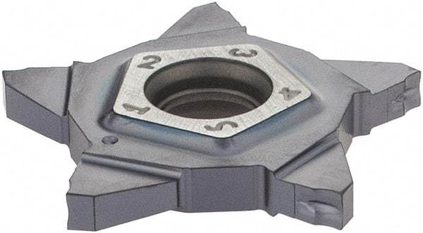 Iscar - 24N222J015PENTA J Grade IC908, 2.22mm Cutting Width Carbide Grooving Insert - 3.5mm Max Depth of Cut, Neutral, 0.15mm Corner Radius, TiAlN Finish - USA Tool & Supply