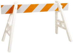 PRO-SAFE - 24 Inch Wide x 40 Inch High, Reflective, Plastic A Frame Barricade without Rail - 7 Lbs., White and Orange - USA Tool & Supply