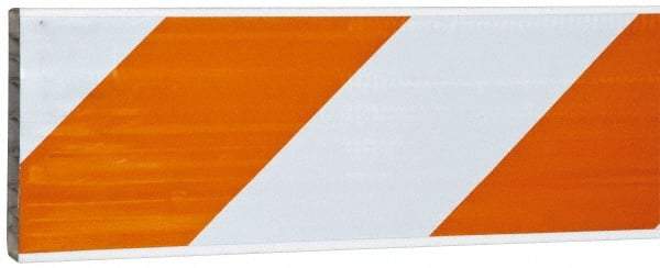 PRO-SAFE - 2 Inch Wide x 8 Inch High, Reflective, Plastic Barricade Rail - 3 Lbs., White and Orange - USA Tool & Supply