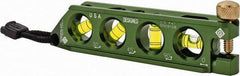 Greenlee - Magnetic 5-1/2" Long 4 Vial Torpedo Level - Aluminum, Green, 1 0°, 1 30°, 1 45° & 1 90° Vials - USA Tool & Supply