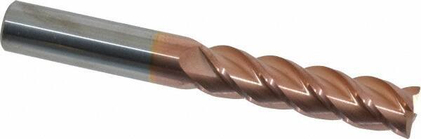 Accupro - 1/2", 4 Flute, Single End, Solid Carbide, 0.02" Corner Radius End Mill - 4" OAL, 40° Helix, Right Hand Flute, 2" LOC, Right Hand Cut - USA Tool & Supply