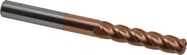 Accupro - 3/8", 4 Flute, Single End, Solid Carbide, 1/8" Corner Radius End Mill - 4" OAL, 40° Helix, Right Hand Flute, 1-3/4" LOC, Right Hand Cut - USA Tool & Supply