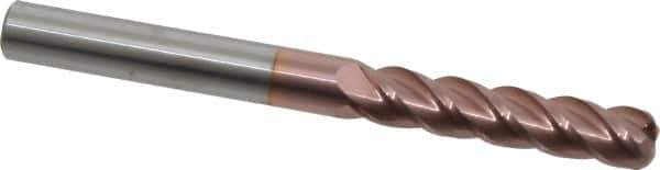 Accupro - 3/8", 4 Flute, Single End, Solid Carbide, 0.09" Corner Radius End Mill - 4" OAL, 40° Helix, Right Hand Flute, 1-3/4" LOC, Right Hand Cut - USA Tool & Supply