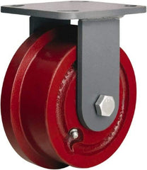 Hamilton - 4-15/16" Diam x 1-7/16" Wide x 6-1/8" OAH Top Plate Mount Rigid Caster - Iron, 1,000 Lb Capacity, Tapered Roller Bearing, 4-1/2 x 6-1/4" Plate - USA Tool & Supply