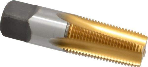 Kennametal - 3/8-18 NPT Thread, 4 Flute Standard Pipe Tap - 2.56" OAL, 1-1/16" Thread Length, 0.7" Shank Diam, TiN Finish, High Speed Steel - Exact Industrial Supply