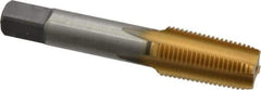 Kennametal - 1/8-27 NPTF Thread, 4 Flute Standard Pipe Tap - 2.13" OAL, 3/4" Thread Length, 5/16" Shank Diam, TiN Finish, High Speed Steel - Exact Industrial Supply