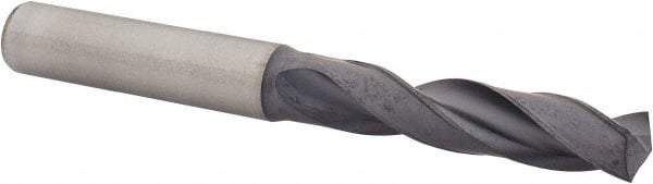 Kennametal - 8.99922mm 140° Spiral Flute Solid Carbide Screw Machine Drill Bit - Multilayer TiAlN Finish, Right Hand Cut, 47mm Flute Length, 89mm OAL, Standard Point, Straight Shank - USA Tool & Supply