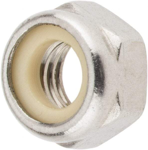 Value Collection - M5x0.80 Metric Coarse 18-8 & Austenitic Grade A2 Hex Lock Nut with Nylon Insert - 5mm High, Uncoated - USA Tool & Supply