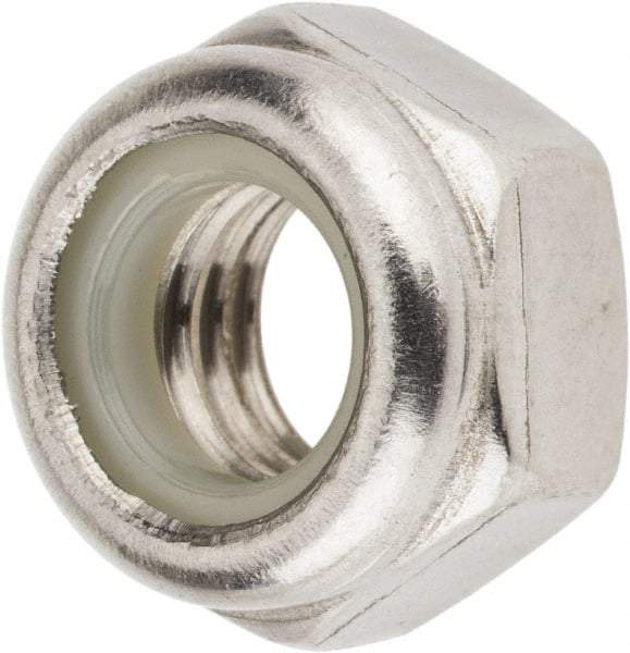 Value Collection - M8x1.25 Metric Coarse 18-8 & Austenitic Grade A2 Hex Lock Nut with Nylon Insert - 8mm High, Uncoated - USA Tool & Supply