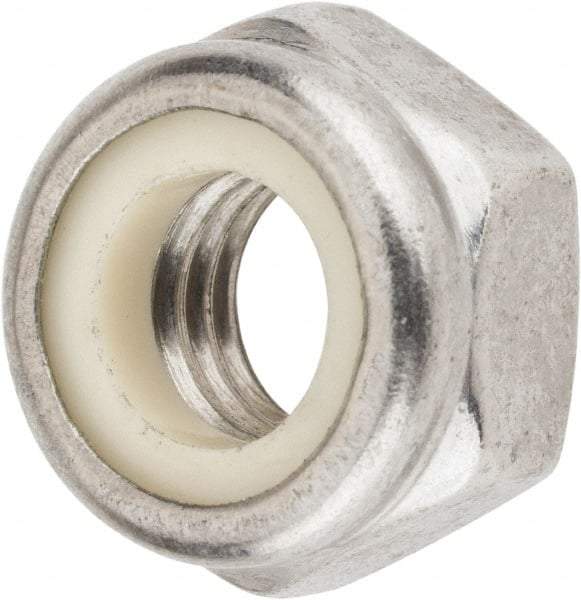 Value Collection - M10x1.50 Metric Coarse 18-8 & Austenitic Grade A2 Hex Lock Nut with Nylon Insert - 10mm High, Uncoated - USA Tool & Supply