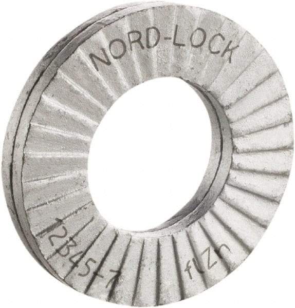 Nord-Lock - #10, 0.434" OD, Zinc Flake, Steel Wedge Lock Washer - Grade 2, 0.206 to 0.214" ID - USA Tool & Supply