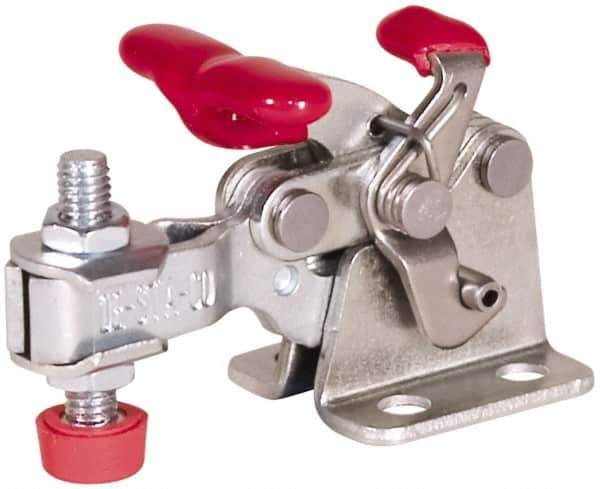 De-Sta-Co - 150 Lb Holding Capacity, Horizontal Handle, Manual Hold Down Toggle Clamp - 170° Handle Movement, 90° Bar Opening, U-Bar, Flanged Base, Electro-Plated Zinc, Carbon Steel - USA Tool & Supply