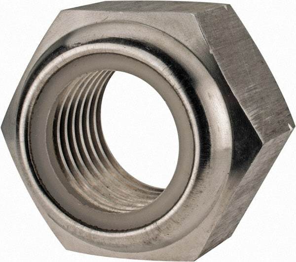 Value Collection - M33x3.50 Metric Coarse 18-8 & Austenitic Grade A2 Hex Lock Nut with Nylon Insert - 33mm High, Uncoated - USA Tool & Supply