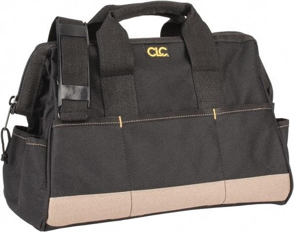 CLC - 22 Pocket Black & Khaki Polyester Tool Bag - 16" Wide x 8-1/2" Deep x 10" High - USA Tool & Supply