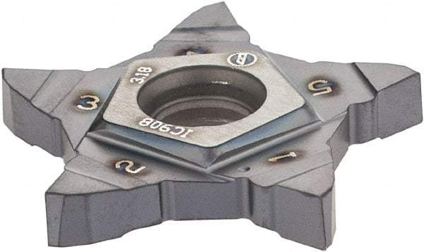 Iscar - 24N318020PENTA Grade IC908, 1/8" Cutting Width Carbide Grooving Insert - 0.256" Max Depth of Cut, Left Hand, 0.008" Corner Radius, TiAlN Finish - USA Tool & Supply