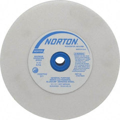 Norton - 60 Grit Aluminum Oxide Bench & Pedestal Grinding Wheel - 6" Diam x 1" Hole x 1" Thick, 4140 Max RPM, J Hardness, Medium Grade , Vitrified Bond - USA Tool & Supply