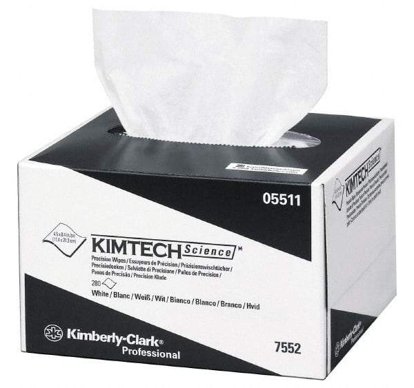 Kimtech - Dry Clean Room/Lab/Critical Task Wipes - Pop-Up, 8-3/8" x 4-3/8" Sheet Size, White - USA Tool & Supply