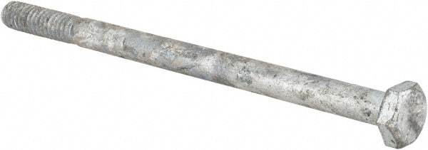 Value Collection - 1/4-20 UNC, 4" Length Under Head Hex Head Cap Screw - Partially Threaded, Grade 5 Steel, Hot Dipped Galvanized Finish, 7/16" Hex - USA Tool & Supply