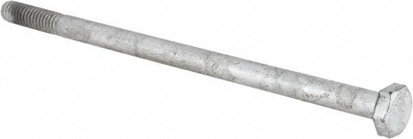 Value Collection - 1/4-20 UNC, 5" Length Under Head Hex Head Cap Screw - Partially Threaded, Grade 5 Steel, Hot Dipped Galvanized Finish, 7/16" Hex - USA Tool & Supply