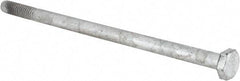 Value Collection - 1/4-20 UNC, 5" Length Under Head Hex Head Cap Screw - Partially Threaded, Grade 5 Steel, Hot Dipped Galvanized Finish, 7/16" Hex - USA Tool & Supply