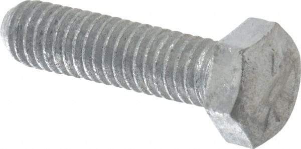 Value Collection - 5/16-18 UNC, 1-1/4" Length Under Head Hex Head Cap Screw - Fully Threaded, Grade 5 Steel, Hot Dipped Galvanized Finish, 1/2" Hex - USA Tool & Supply