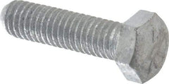 Value Collection - 5/16-18 UNC, 1-1/4" Length Under Head Hex Head Cap Screw - Fully Threaded, Grade 5 Steel, Hot Dipped Galvanized Finish, 1/2" Hex - USA Tool & Supply