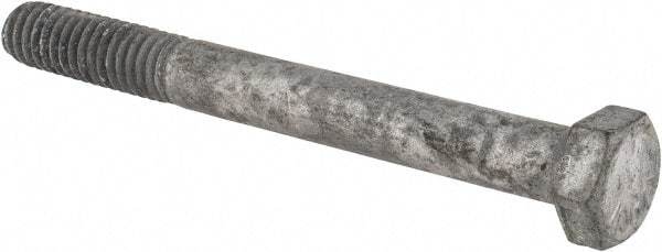 Value Collection - 5/16-18 UNC, 3" Length Under Head Hex Head Cap Screw - Partially Threaded, Grade 5 Steel, Hot Dipped Galvanized Finish, 1/2" Hex - USA Tool & Supply