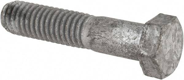 Value Collection - 3/8-16 UNC, 1-3/4" Length Under Head Hex Head Cap Screw - Partially Threaded, Grade 5 Steel, Hot Dipped Galvanized Finish, 9/16" Hex - USA Tool & Supply
