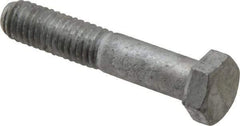 Value Collection - 3/8-16 UNC, 2" Length Under Head Hex Head Cap Screw - Partially Threaded, Grade 5 Steel, Hot Dipped Galvanized Finish, 9/16" Hex - USA Tool & Supply