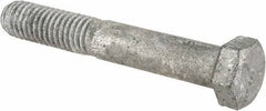 Value Collection - 3/8-16 UNC, 2-1/2" Length Under Head Hex Head Cap Screw - Partially Threaded, Grade 5 Steel, Hot Dipped Galvanized Finish, 9/16" Hex - USA Tool & Supply